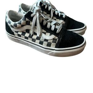 Black White Checkered Low Top Vans Size 6 Men’s Size 7.5 Women